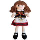 Large 16" Soft Plush Polish Folk Doll in Kashubian Costume, Brunette in Red Skirt