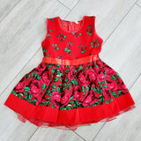 Handmade Baby Girl Toddler Polish Floral Folk Art Dress, Red S (3-4 Years)