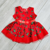Handmade Baby Girl Toddler Polish Floral Folk Art Dress, Red XS (1-2 Years)