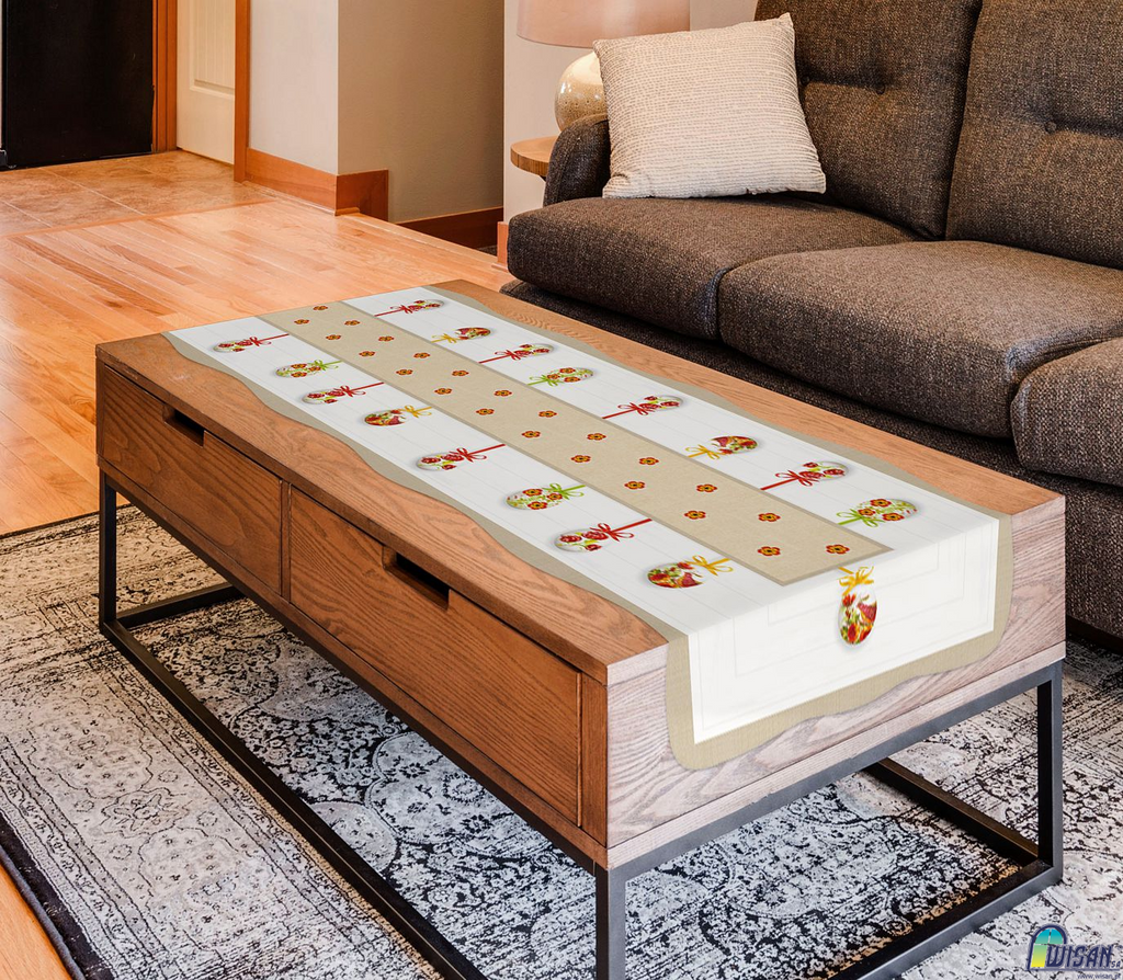 Polish Easter Egg Folk Art Table Runner Linen Topper 59" x 15.75"