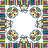 Polish Colorful Rooster Folk Art Table Square Linen Topper 30" x 30"