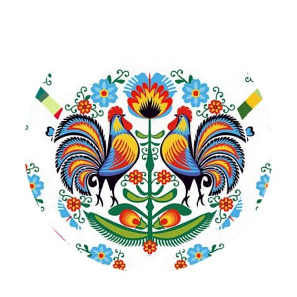 Polish Colorful Rooster Folk Art Table Square Linen Topper 30" x 30"