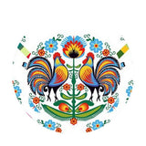 Polish Colorful Rooster Folk Art Table Square Linen Topper 30" x 30"