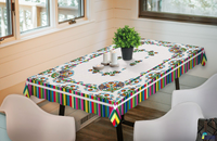Polish Colorful Rooster Folk Art Table Linen Topper Tablecloth 59