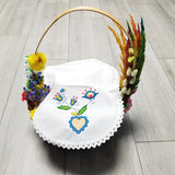 Polish Kashubian Folk Art Embroidered Easter Basket Doily Cover