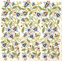 Polish Folk Art Kashubian Flowers Luncheon Napkins, Set of 20