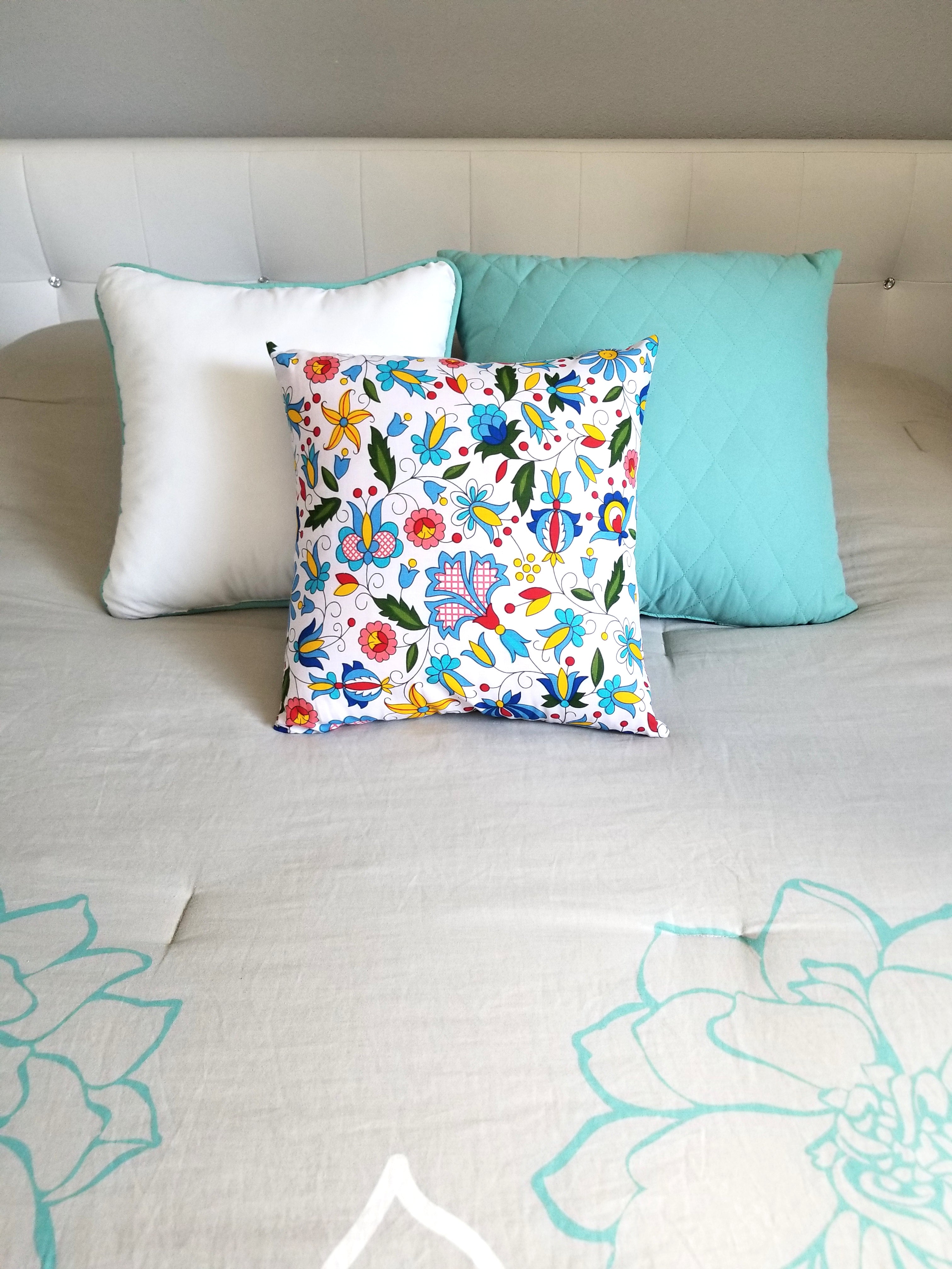 Polish Kashubian Folk Art Accent Pillow Case