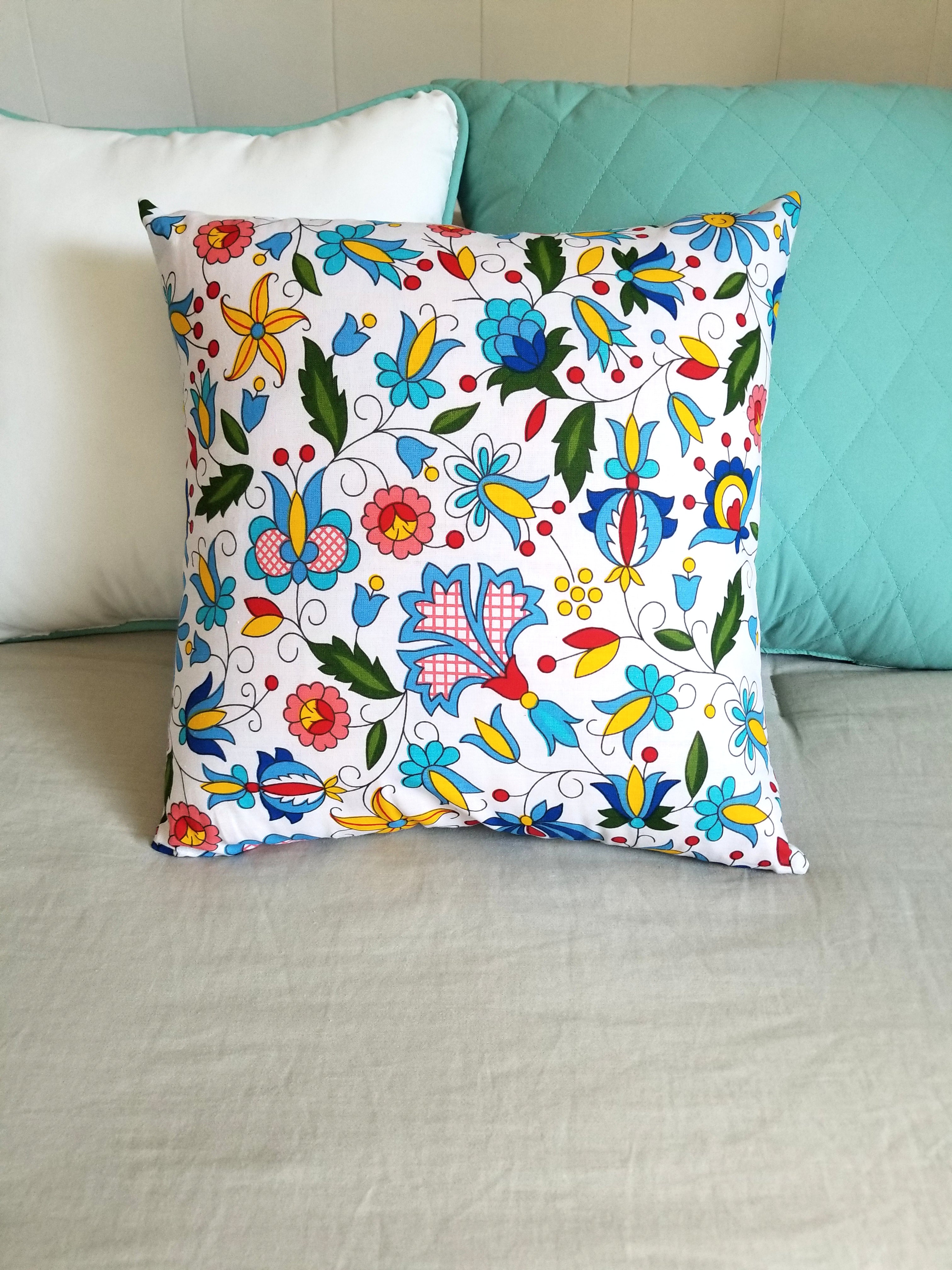 Polish Kashubian Folk Art Accent Pillow Case