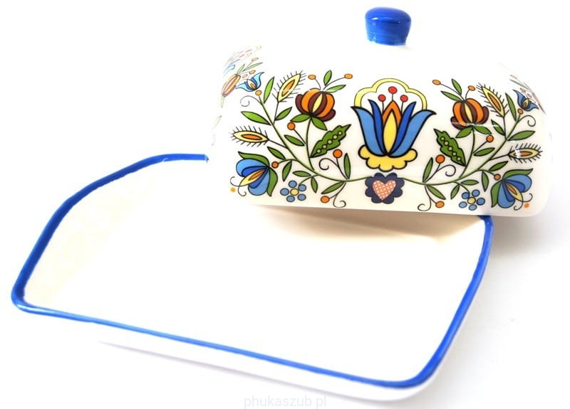 Polish Kashubian Folk Art Ceramic Butter Dish