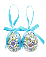 Polish Kashubian Folk Art Hanging Egg Ornaments, Set of 2