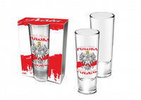 Polska Poland Eagle on Flag Tall Shot Glass in Box