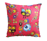 Polish Lowicz Roosters Folk Art Accent Pillow Case