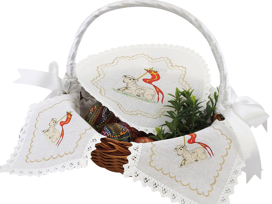 Polish Traditional Doily Liner Set for Easter Basket Blessing with Paschal Lamb