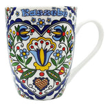Polish Kashubian Folk Art Ceramic Mug, Kaszebe Heart