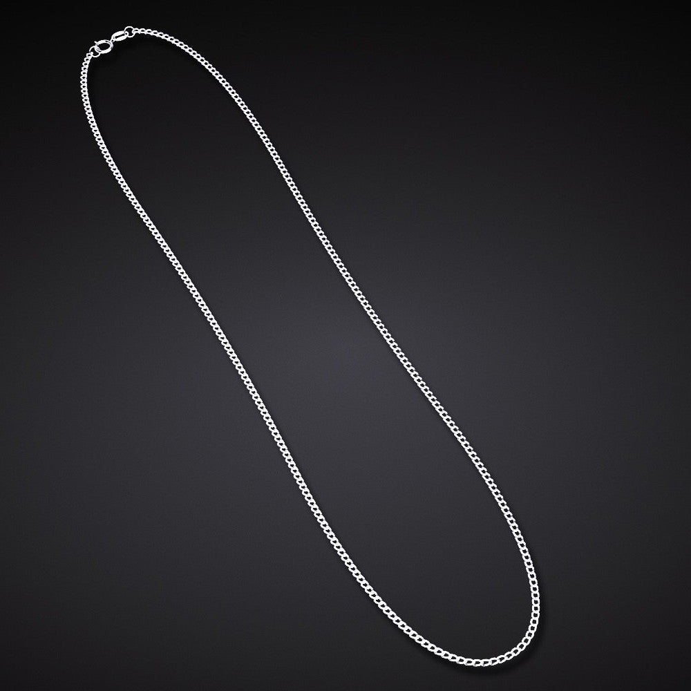 Polish 925 Silver Curb Link Chain, 24" long