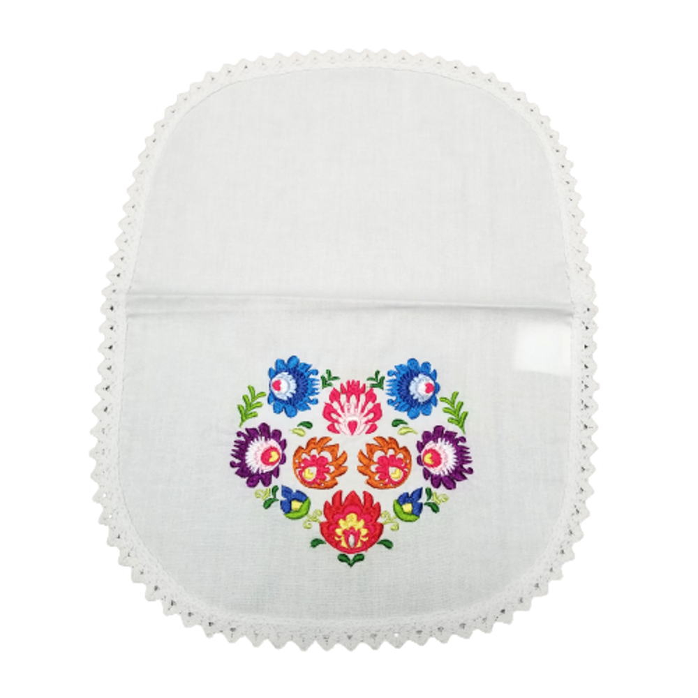 Polish Lowicz Folk Art Embroidered Easter Basket Doily Cover