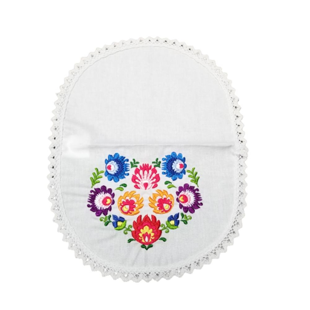Polish Lowicz Folk Art Embroidered Easter Basket Doily Cover