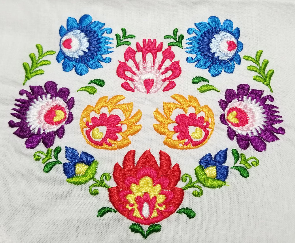 Polish Lowicz Folk Art Embroidered Easter Basket Doily Cover
