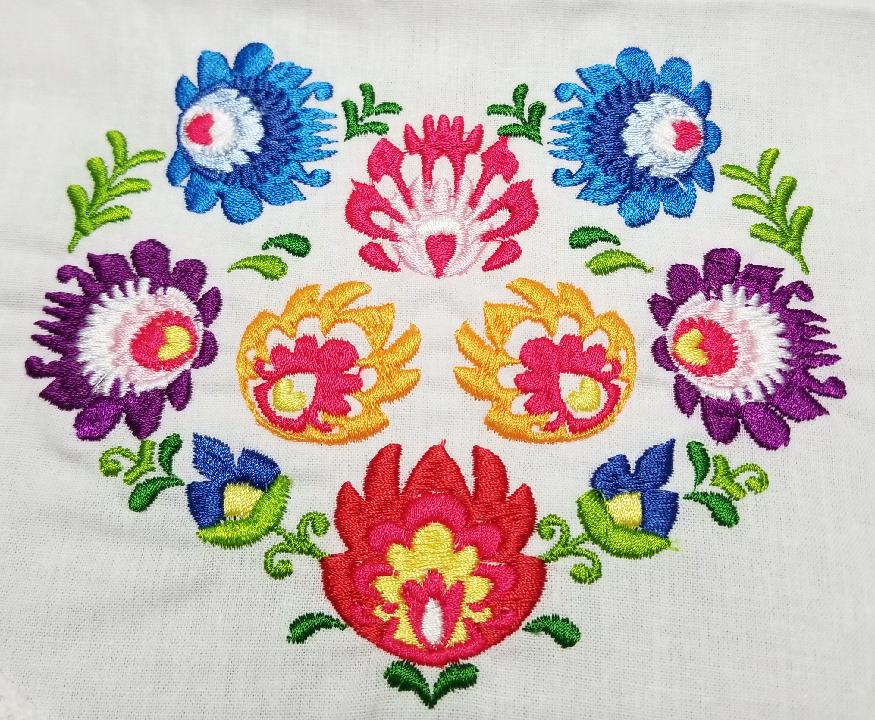 Polish Lowicz Folk Art Embroidered Easter Basket Doily Cover