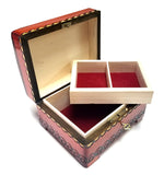 Polish Folk Floral Rosette Wooden Box with Brass Inlays and Key, 7"x 5.5"