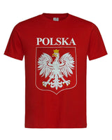 Polska Polish Eagle Emblem Unisex Crew Neck T-Shirt, Red