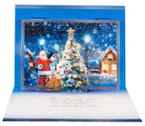 Large Traditional 3D Pop-Up Polish Christmas Greeting Card with Santa Claus