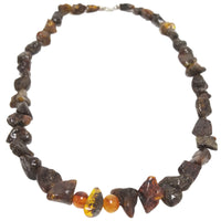 Raw Baltic Amber Necklace - Dark Cognac 25