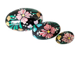 3 in 1 Polish Handpainted Wooden Nesting Eggs, 3.5" - Black