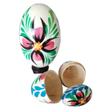 3 in 1 Polish Handpainted Wooden Nesting Eggs, 3.5" - White