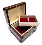Polish Folk Floral Rosette Wooden Box with Brass Inlays and Key, 7"x 5.5"