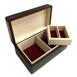 Polish Folk Floral Wooden Box with Brass Inlays and Inside Compartments