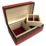 Polish Folk Floral Wooden Box with Brass Inlays and Inside Compartments