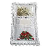 Traditional Polish Lace Pillow Holder with Christmas Wafer & Hay Set, Cone Embroidery