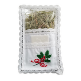 Traditional Polish Lace Pillow Holder with Christmas Wafer & Hay Set, Holly Embroidery