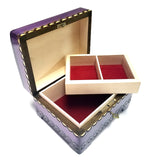 Polish Folk Floral Rosette Wooden Box with Brass Inlays and Key, 7"x 5.5"