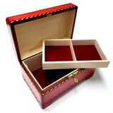 XXL Polish Folk Floral Wooden Box with Brass Inlays, Compartments and Key, 10.5"x 6.75"