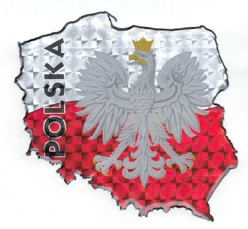 POLSKA Map with Eagle Reflective Sticker