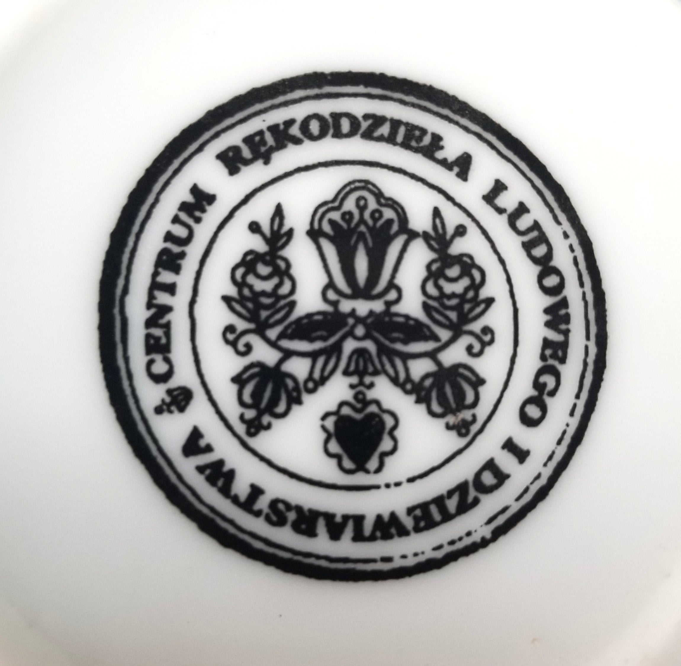 Polish Kashubian Folk Art Ceramic Butter Dish