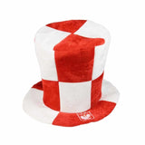 Polska Eagle Checkered Sport Soccer Fan Cylinder Top Hat White & Red
