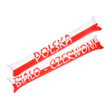 Polska Poland White and Red Soccer Fan Accessory Set (Scarf, Checkered Hat, Inflatable Sticks, Face Paint Stick)