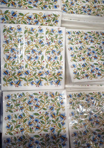 Polish Folk Art Kashubian Flowers Luncheon Napkins, Set of 20
