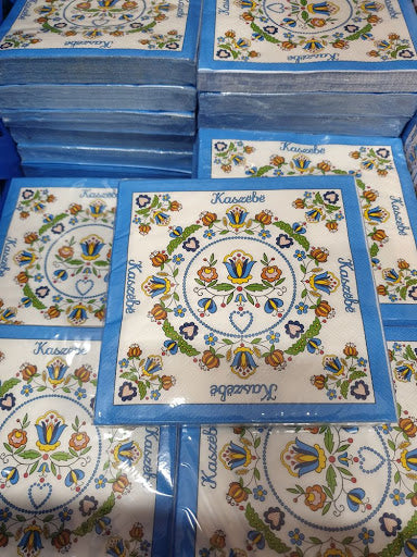 Polish Folk Art Kashebe Floral Luncheon Napkins, Set of 20