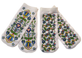 Women's Polish Folk Art Kashubian Ankle High Socks, Set of 2 Pairs (A)