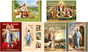 Religious Polish Easter Greeting Cards with Glitter, Set of 6