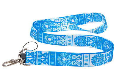 Polish Kurpie Folk Art Neck Strap Lanyard (Blue)
