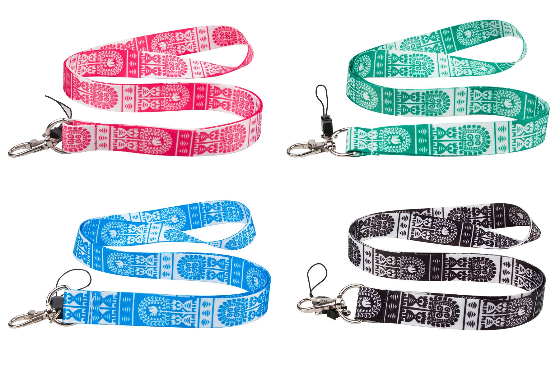 Polish Kurpie Folk Art Neck Strap Lanyard (Pink)