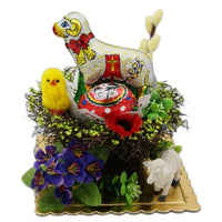 Polish Decorative Gift Basket with Chocolate Easter Lamb and Egg