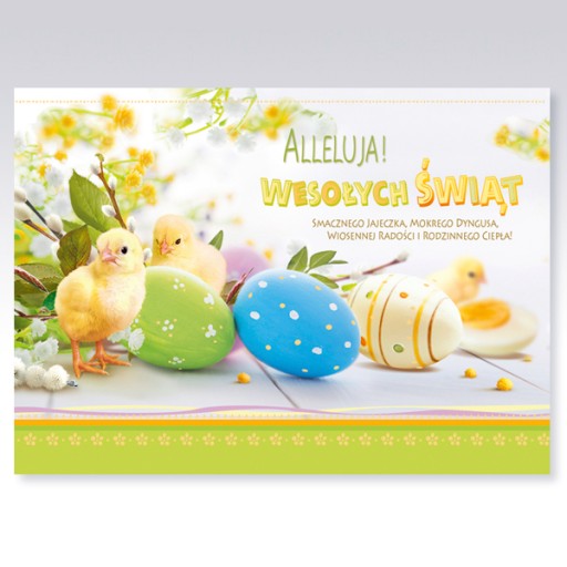 Traditional Polish Easter Greeting Cards with Glitter, Set of 6
