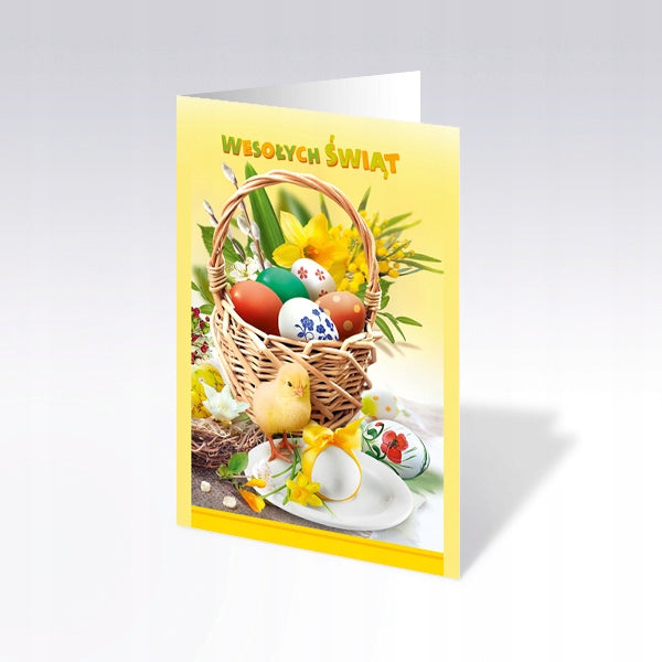 Traditional Polish Easter Greeting Cards with Glitter, Set of 6