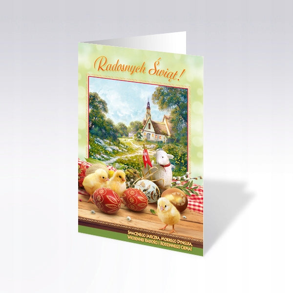 Traditional Polish Easter Greeting Cards with Glitter, Set of 6